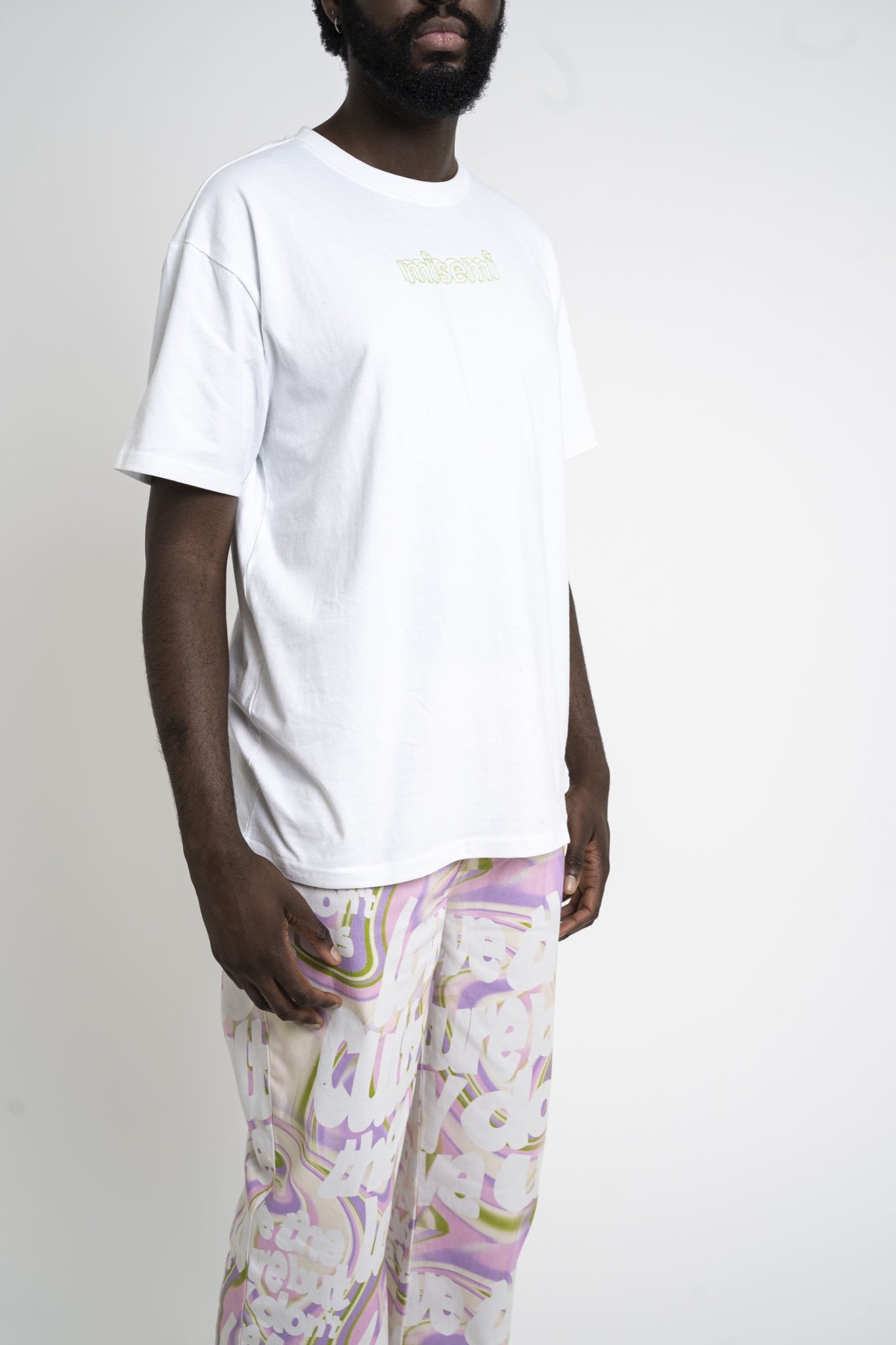 White Embroidered Misemi logo tee