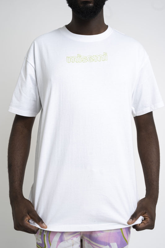 White Embroidered Misemi logo tee