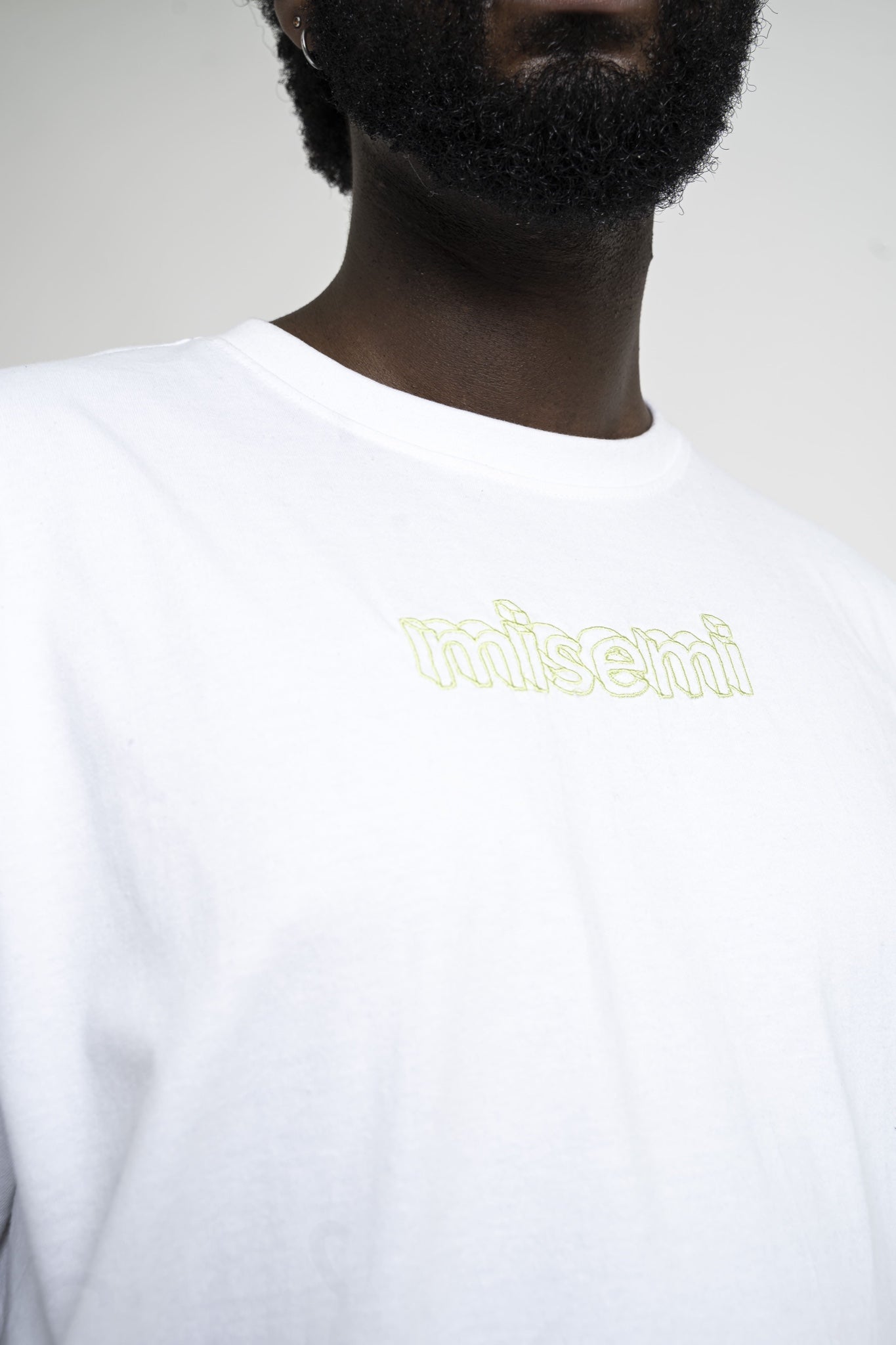 White Embroidered Misemi logo tee