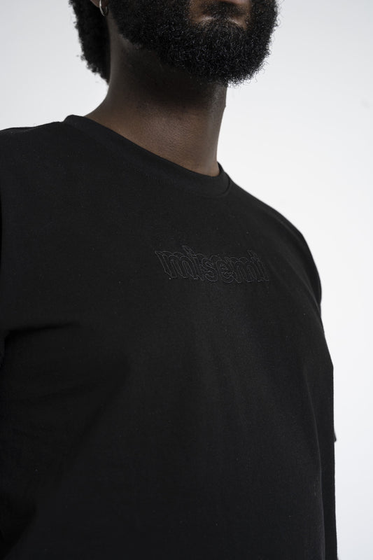 Black Embroidered Misemi logo tee